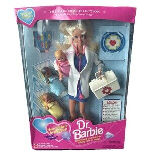 Dr. Barbie Doll and 3 Baby Dolls Career Collection 1995 Mattel #15803 NRFB